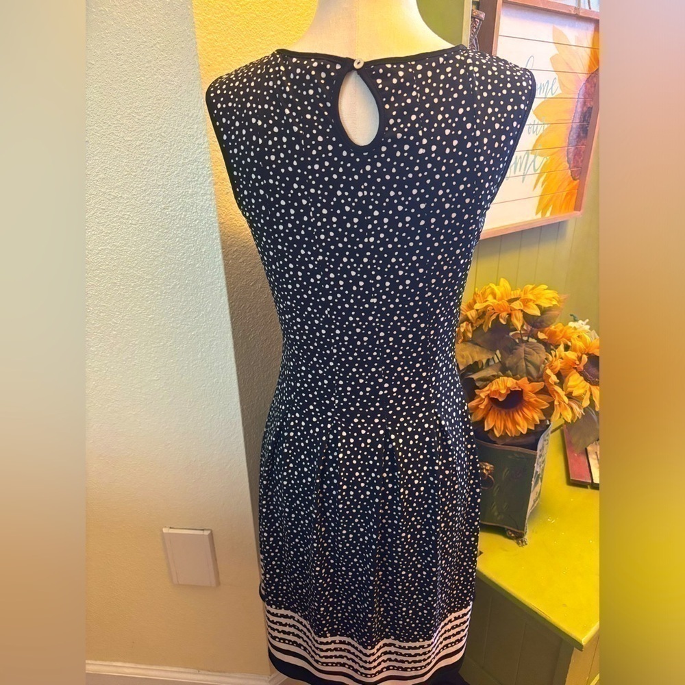Max Studio Polka Dot Fit and Flare Dress Black & White Small S - Picture 3 of 5